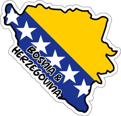 Bosnia and Herzegovina Map Flag Sticker Decal
