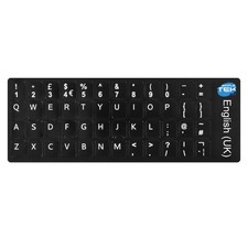 Black Keyboard Stickers QWERTY UK English Letters Laptop PC Black