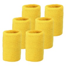Wrist Sweatbands Sports Wristbands, 6 Pack 4" Yellow