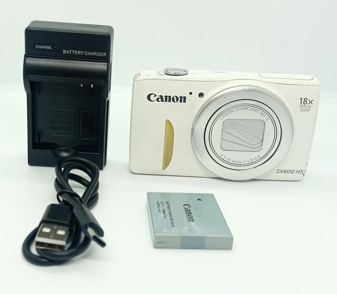 Canon SX600 HS 16MP Compact Camera 18x Zoom White From Japan