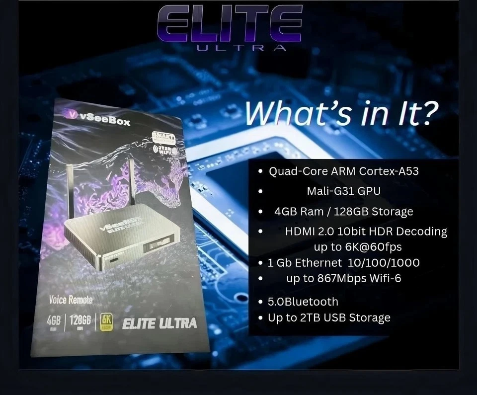 2days shipping  Vseebox elite ultra Android 12, 128GB Storage,elite apps - Image 4 of 4