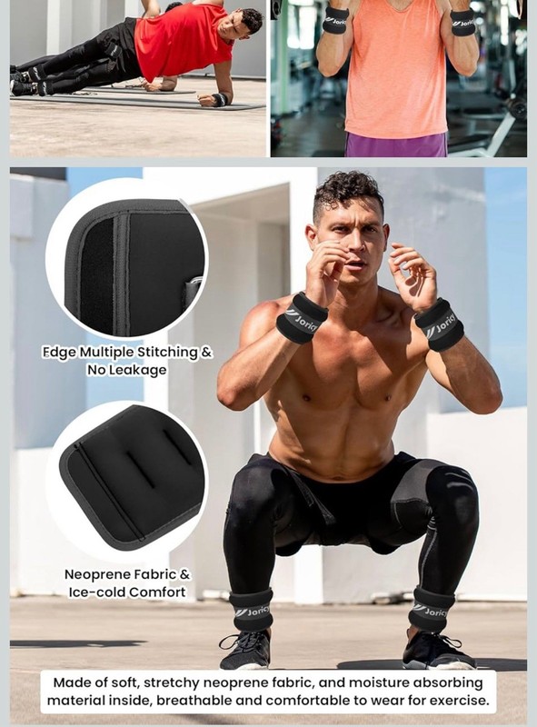 Joricy Wrist & Ankle Weights 3lb Pair Neoprene Adjustable Hook & Loop Black