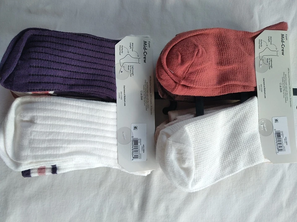 Lote de 2 Meias Femininas NOBO Sem Limites Pacote com 4-10/6 Novas Novo Na Caixa - Imagem 3 de 4