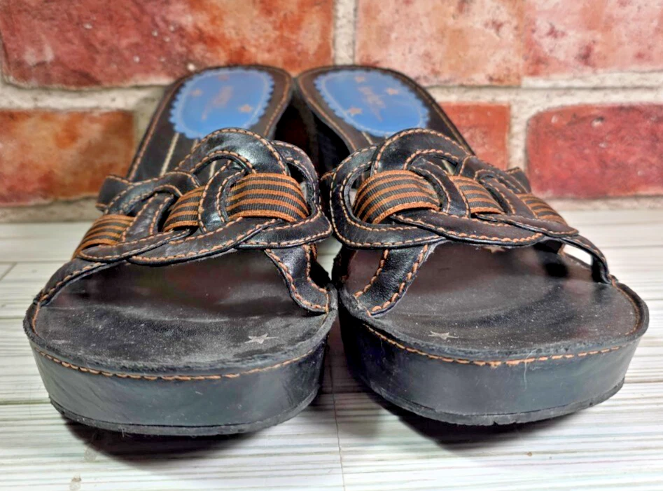 Clarks Indigo Y2K черный кожаный коренастый каблук платформе поскользнуться на туфли Mules размер 11 - Изображение 2 из 4