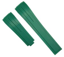20mm Curved-End Vulcanized Rubber Green Replacement Watch Band for ROLEX Watches