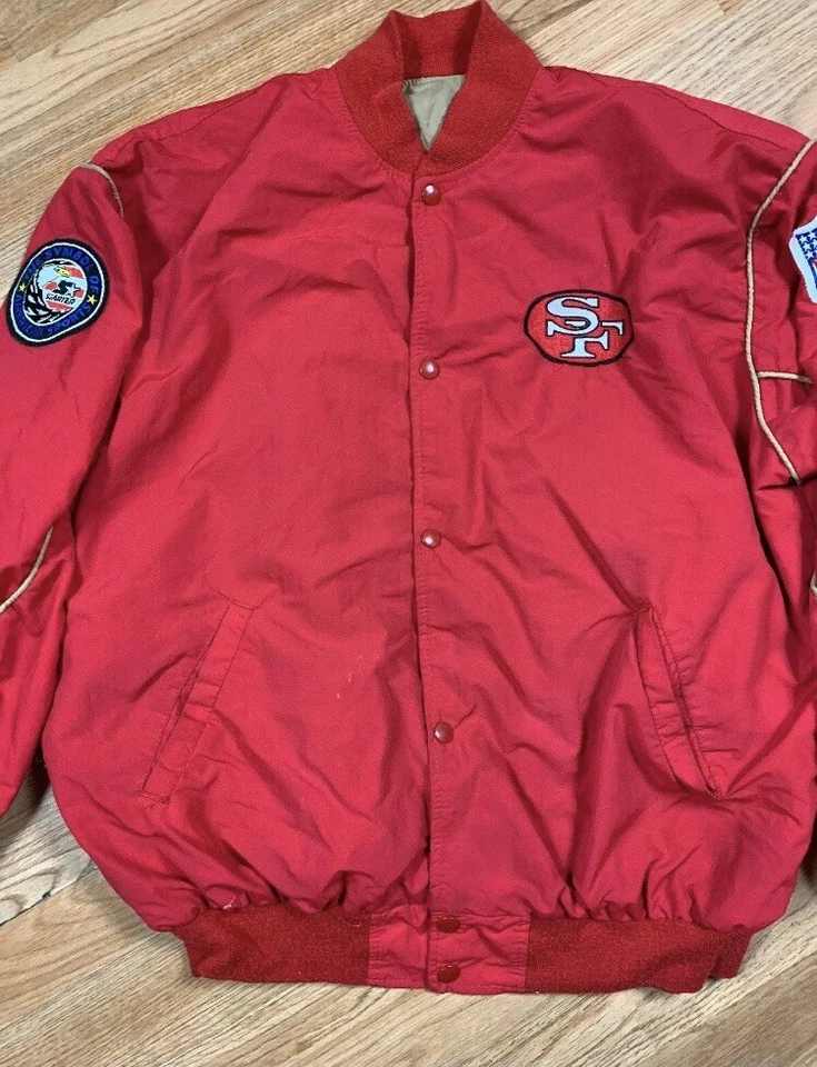 VTG Starter Pro Line San Francisco 49ers NFL Bomber Jacket Men's SZ XL Red Rare - Image 3 of 4