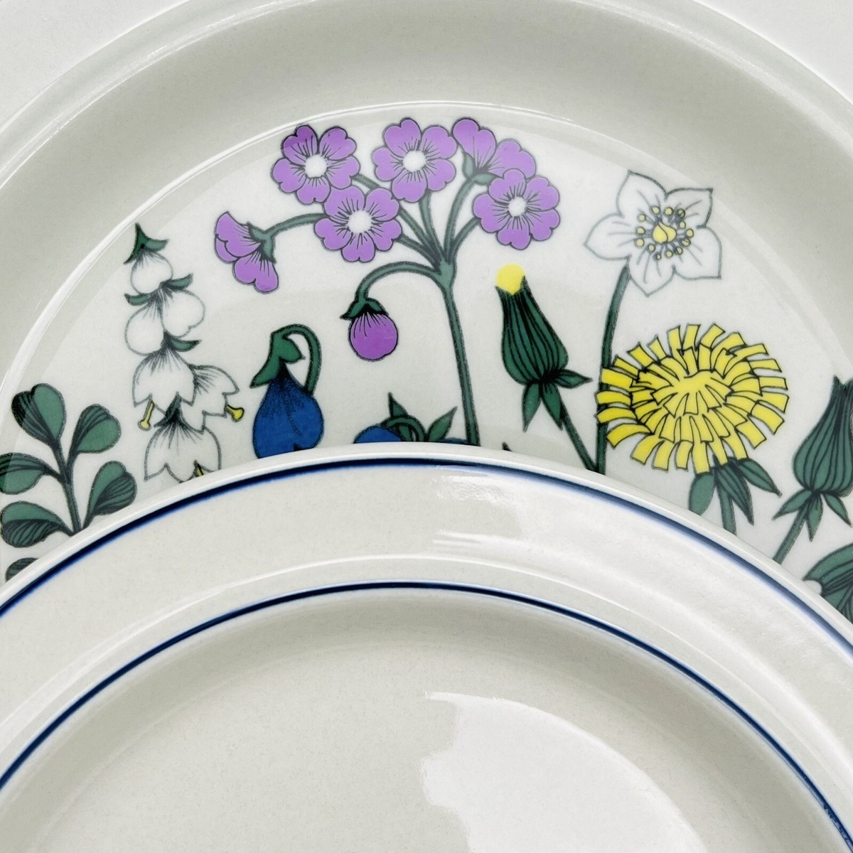 RARE Lot Set of 6 ARABIA FINLAND FLORA Dinner Plates MINTY Scandy