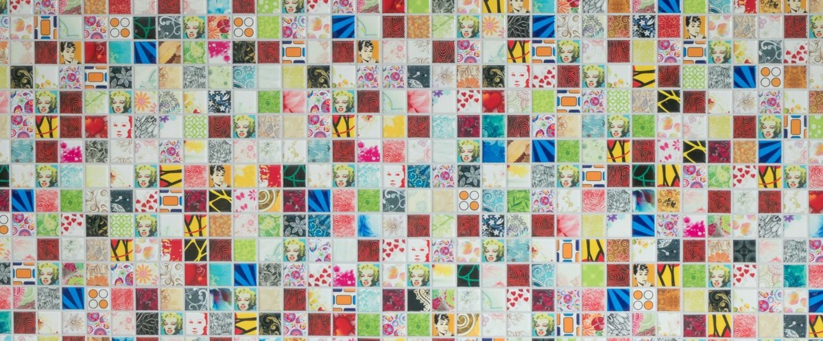 Piastrelle Mosaico Retrò Multicolore Per Bagno E Cucina | Ceramica 23x23mm | Foglio 300x300mm | Decorazione Pareti