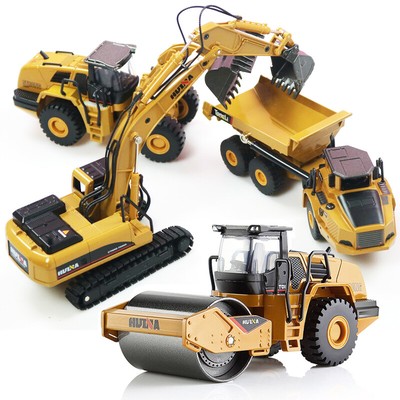 Huina 1:50 Static Mixer Dump Truck Loader Roller Enginee Vehicle Excavator Model