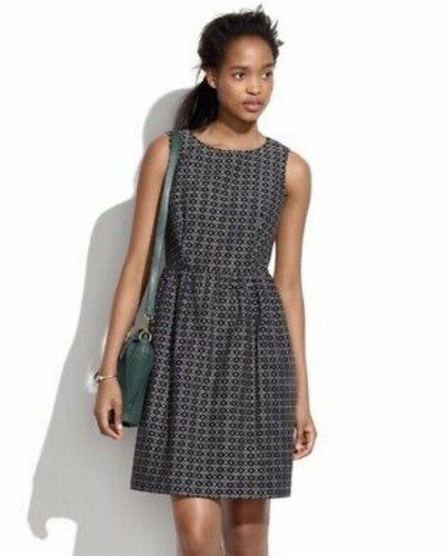 Madewell Linebreak Dress Women's Size 6 Black Cotton Sleeveless Crew Neck