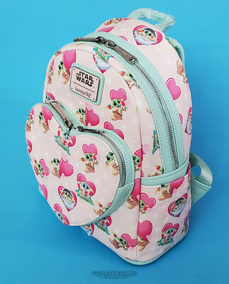 - Loungefly Star Wars Pink and Blue Backpack ?Loungefly Star Wars Mandalorian Grogu Valentines Mini  main image 4