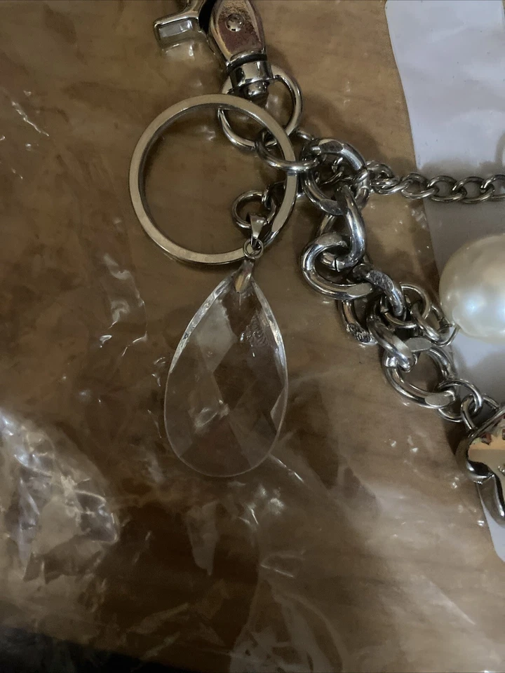 Kathy Van Zeeland Grueso Plata Corazón Bolso Dijes Llavero Cartera Clip Foto 3 de 4