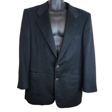 Hickey Freeman USA Made 2 Button Blazer Sport Coat 40 R Black Cashmere Boardroom