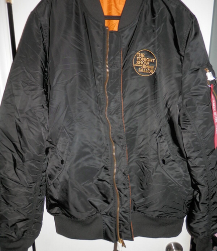 Tonight Show Jimmy Fallon Bomber Jacket 3XL Slim Fit Black Satiny NWT Free Ship - Picture 10 of 18