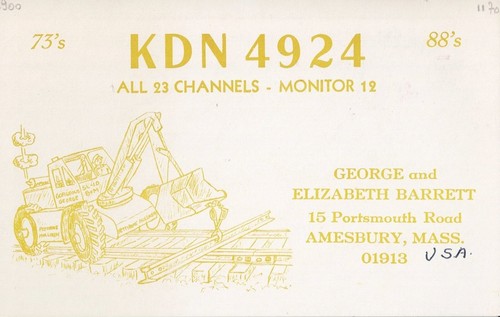 Old QSL-card from George Barrett, Portsmouth Rd., Amesbury, Mass, KDN 4924, 1970