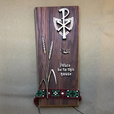 Vtg WG Kauders Wall Peace be to this house Blessing Wood Plaque Germany Home 8"