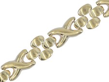 DESIGNER SOLID 14K GOLD ITALIAN XOXO HUGS  KISSES LINK BRACELET  7.5" / 11.1g