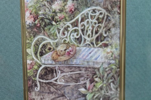 GARDEN Bench BY LENA LIU 10X28 SIGNED LTD ED 865/2950 WATERCOLOR PRINT FRAMED - Picture 4 of 8