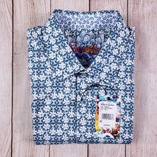 NWT 198 Robert Graham Shirt Mens Size L Hanover Floral Reverse Cuff Button Up