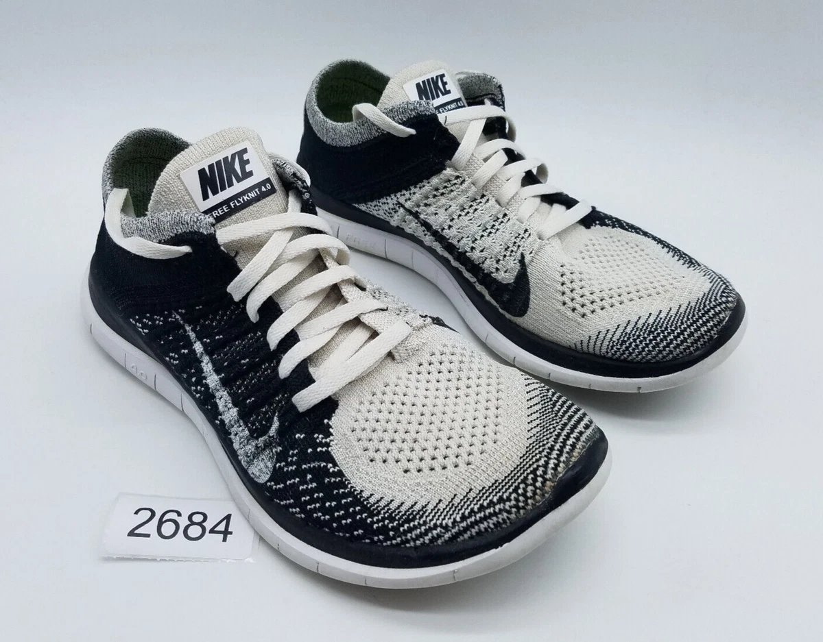 Nike Free 4.0 Flyknit Women s Size 7 Running Shoes White Black eBay