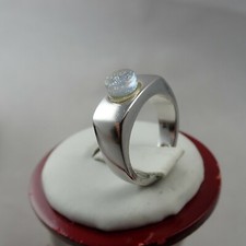 Designer Modern Art Glass Sterling Silver 925 Size 5.75 Ring Weighs 6.1 gr