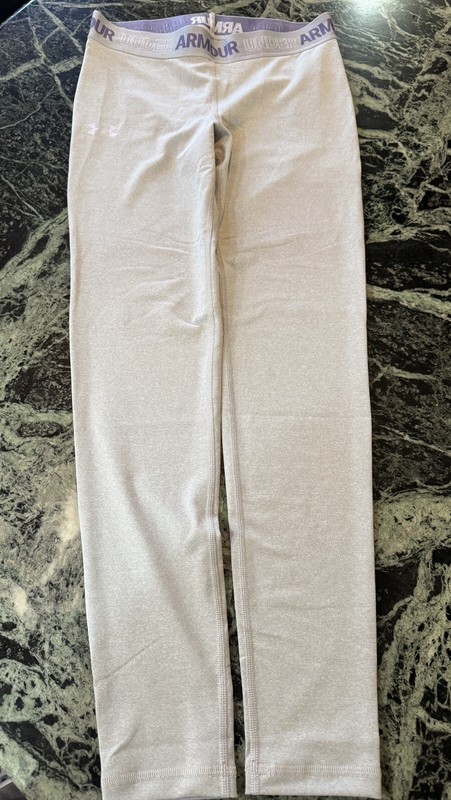 Under Armour Heat Gear Youth Girls Gray Fitted Legging Pants Youth Size L $34.99