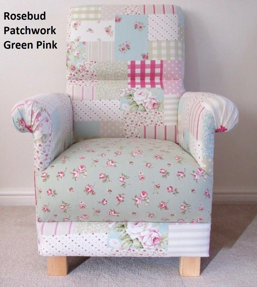 Laura Ashley Chair Patchwork Fabric Adult Armchair Pink Floral Spotty Blue Lemon - Image 4 of 4