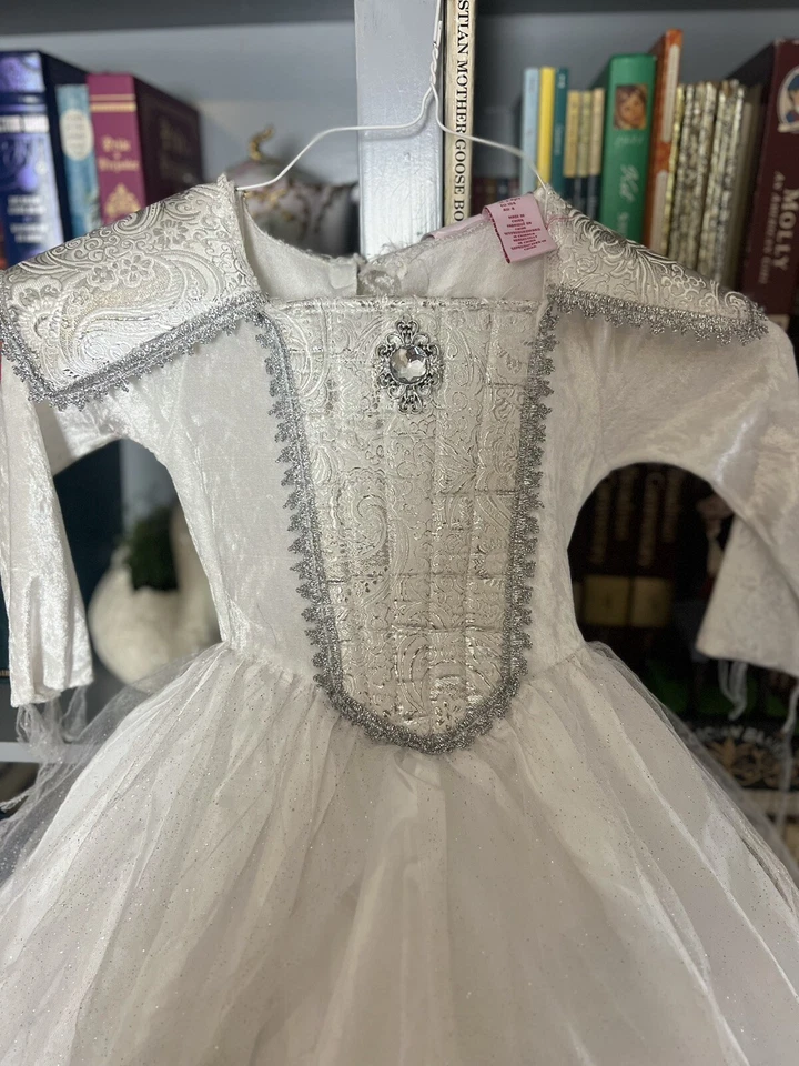 Fairy Dust White & Silver Ice Princess Dress w/ Hoop Skirt Childs Size 3/4 - Image 2 of 4