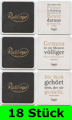 18 Stück Bierdeckel Radeberger Serie Sprüche (6 x 3er Serie) Bar Theke Tresen