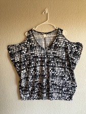 Swimsuits For All Black White Geo Print Swim Tunic Beach Cover Up Top Sz 22/24