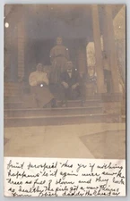 RPPC Family on Porch 1908 to Chas Kircher in Webster NY Postcard G24