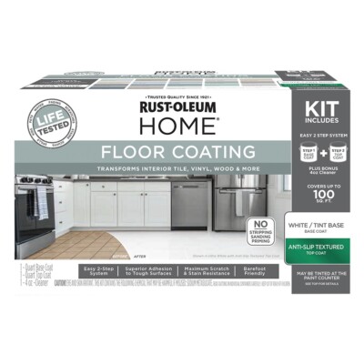 Rust-Oleum 384958 Home Floor White Anti-Slip Satin Top-Coat Kit