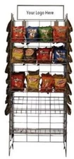 Commercial Grade Metal Convenience Store Chip / Bagged Merchandise Rack Black
