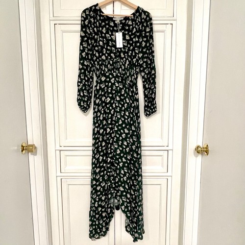 NWT Baltic Born Briar Floral Maxi Dress Green Sheer Chiffon Asymmetric Womens S - 第 4/13 張圖片