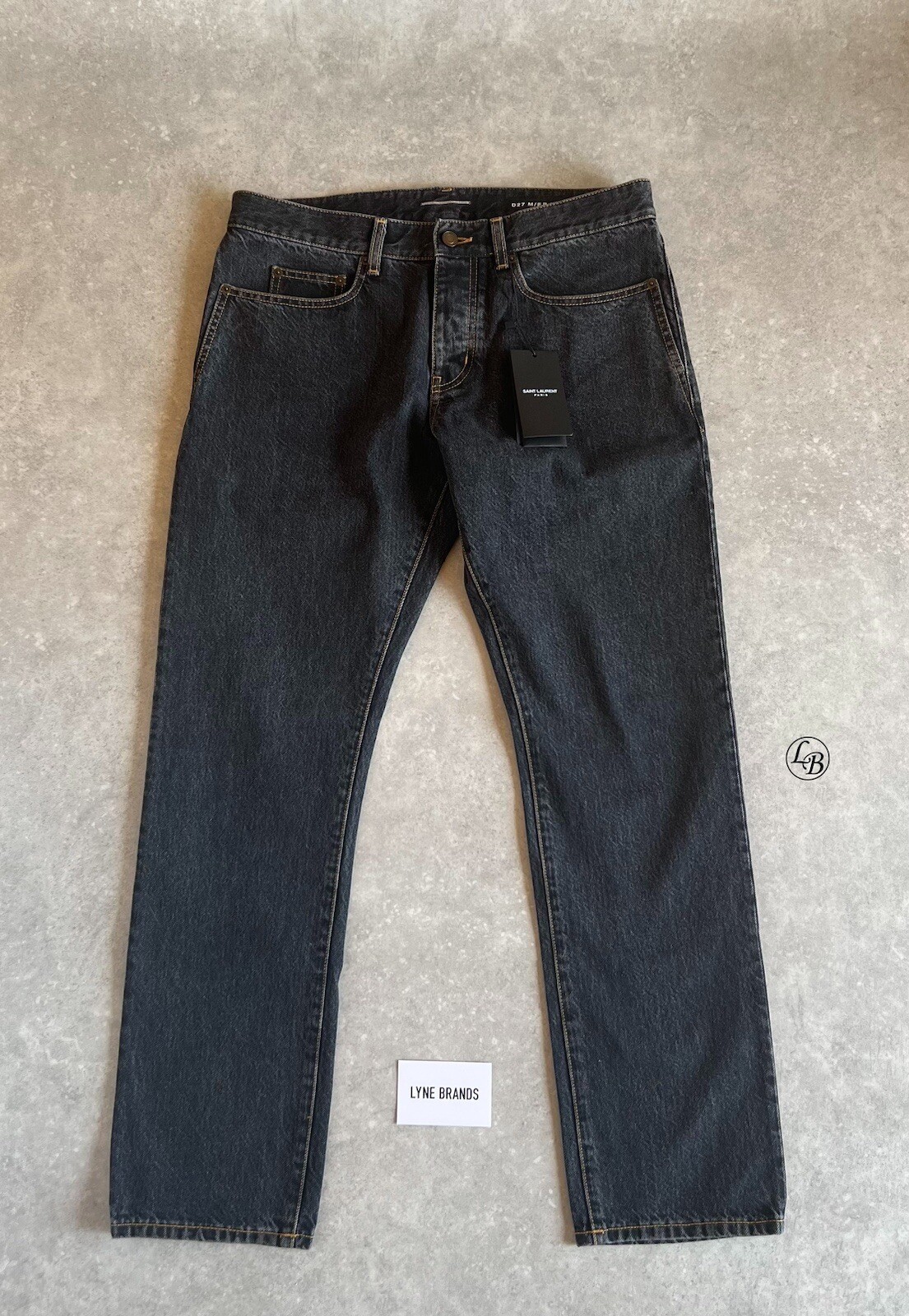 Jeans Saint Laurent nero lavato denim cropped taglia W32 L30 prezzo consigliato £490