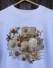 Vintage 90 s Hanes Tropical Beach Sea Shell Sand Dollar Crewneck Sweatshirt M