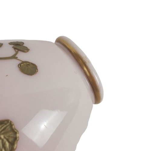 Victorian Peachblow Glass Vase: Pink Enameled 10.5" Gold Gilt by Thomas Webb - Picture 8 of 9
