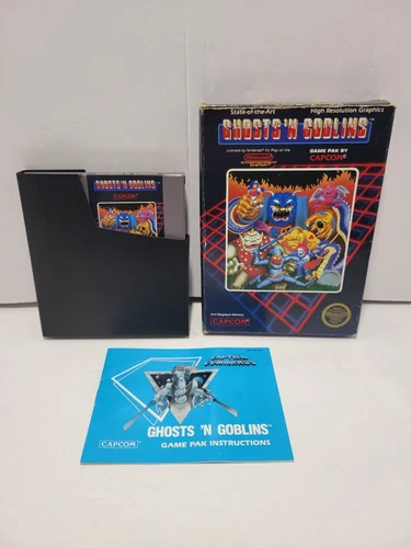 Ghosts 'n Goblins Hangtab 5 Screw Nintendo NES Complete in Box CIB