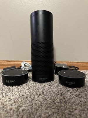 Amazon Echo (1st Generation) AND (2) Second Generation Echo Dots RSO3QR