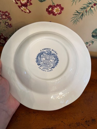 Liberty Blue Staffordshire Set Of 2 Old North Church Rimmed Soup Bowls NEW! - Picture 7 of 7