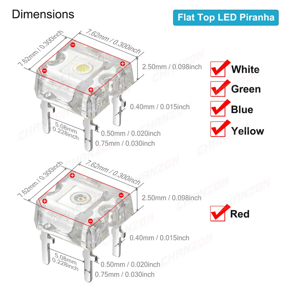 100pcs 3mm 5mm Piranha Superflux Round Flat Top DIP LED Light Emitting Diode F3 - Image 4 of 4