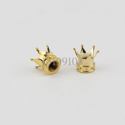 2pcs Car Tire Air Valve Stems Cover Caps Wheel Rims Gold Universal Crown Style - Picture 2 of 3