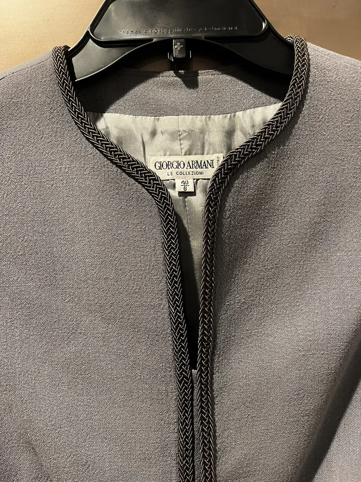 Colete Feminino Vintage Giorgio Armani 100% Lã Gruppo GFT Forrado Cinza 40/6 Itália - Imagem 2 de 4