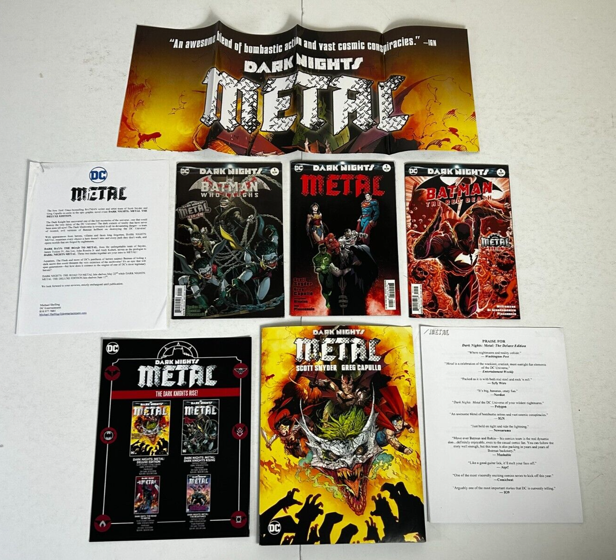 DARK NIGHTS Metal DC Comic Press Kit w/ #1 Comics + Poster Scott
