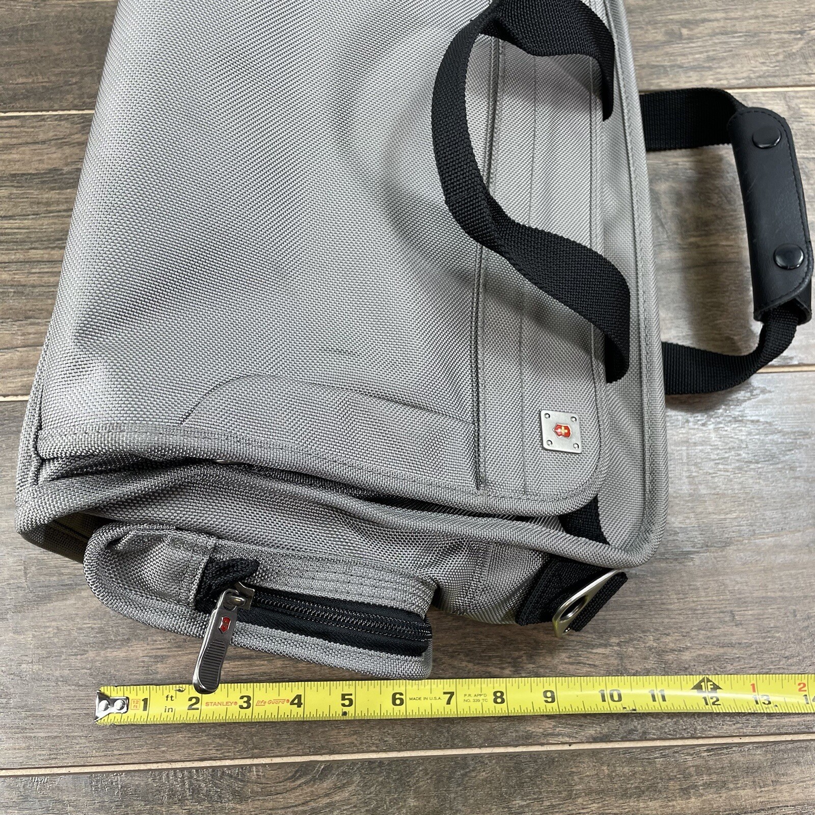 Victorinox Gray Canvas Messenger Briefcase Shoulder Bag- Missing Strap