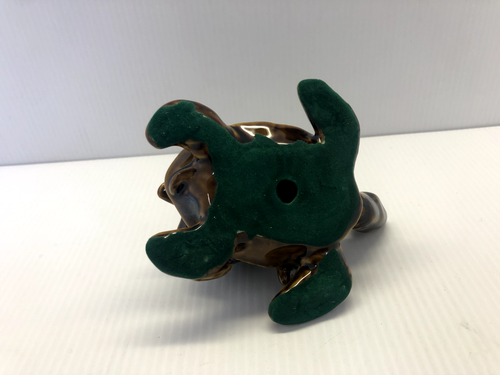 Ceramic Turtle W/Baby Turtle On Back Glazed Brown & Green W/ BOX - Picture 7 of 8