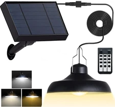 Solar Pendant Lights Outdoor Indoor Dusk to Dawn Garden Barn Yard Shed Lamp US