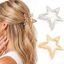 2 PCS Gold Star Metal Hair Claw Clips Jaw Clamps Accessories For Women