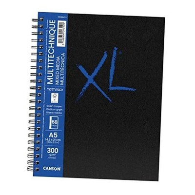 CANSON XL Textured Mixed Media 300gsm A5 Paper, Medium A5 300GSM 34 SHEETS
