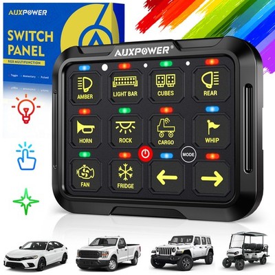 Universal RGB 12 Gang Switch Panel LED Auxiliary Relay System Marine Boat 12/24V